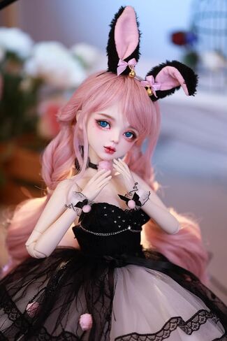 Hand-Painted BJD Doll 1/3,22.8 inches(56cm) Tall,Bunny Woman Style,Princess Doll,PVC Body with 31 Movable Joints,for Ages 15+ and Older,Desk and Wall Decorations (Handmade Makeup Plus) in Saudi Arabia