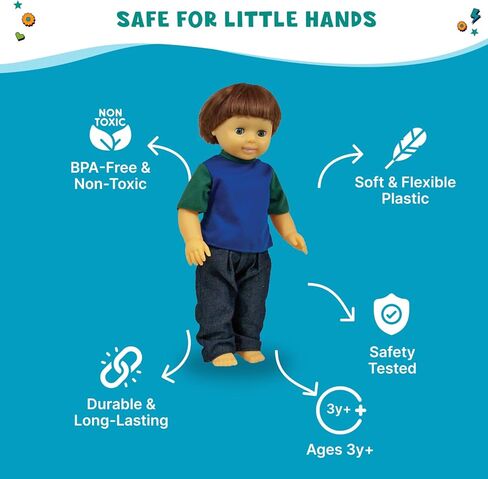 Get Ready Kids Caucasian Boy Doll - 16" Realistic Vinyl Doll with Poseable Limbs, Rooted Hair, Clothes Included, Educational Toy for Kids, Classroom & Home Play in Saudi Arabia