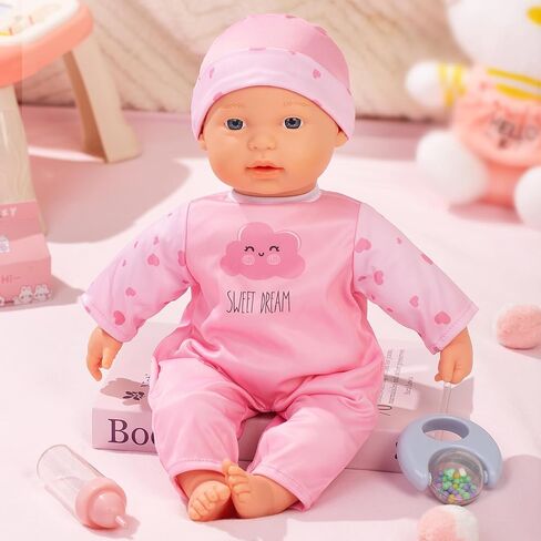 Mother Love Interactive Baby Dolls,16 inch Talking and Crying Baby Doll,Real Tears Baby,Soft Cloth Body with Feeding Toy, Dolls for 3+ Year Old Girls in Saudi Arabia