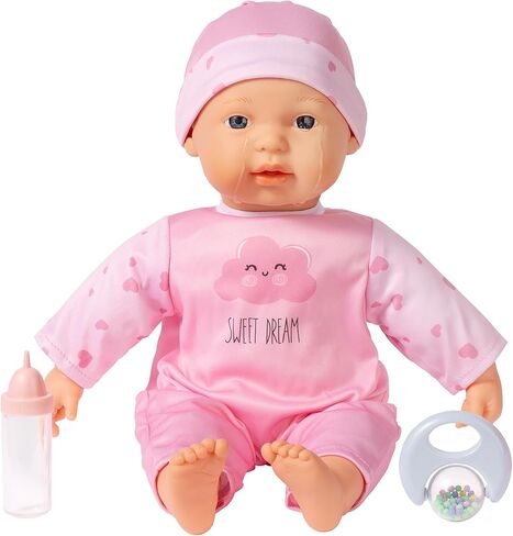 Mother Love Interactive Baby Dolls,16 inch Talking and Crying Baby Doll,Real Tears Baby,Soft Cloth Body with Feeding Toy, Dolls for 3+ Year Old Girls in Saudi Arabia