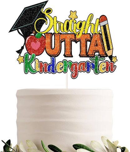 Straight Outta Kindergarten Cake Topper Boys or Girls Pre-K Graduation Party Cake Decor Class Of 2026 Kindergarten Graduation Congrats Preschool PreK School 2026 Grad Party Decorations in Saudi Arabia