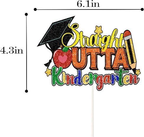 Straight Outta Kindergarten Cake Topper Boys or Girls Pre-K Graduation Party Cake Decor Class Of 2026 Kindergarten Graduation Congrats Preschool PreK School 2026 Grad Party Decorations in Saudi Arabia