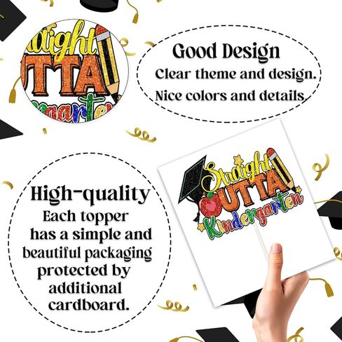 Straight Outta Kindergarten Cake Topper Boys or Girls Pre-K Graduation Party Cake Decor Class Of 2026 Kindergarten Graduation Congrats Preschool PreK School 2026 Grad Party Decorations in Saudi Arabia