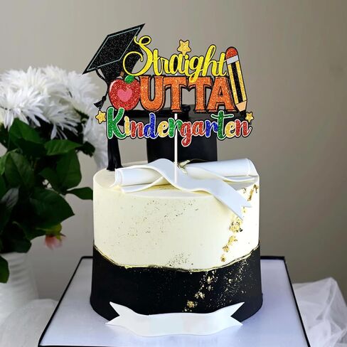 Straight Outta Kindergarten Cake Topper Boys or Girls Pre-K Graduation Party Cake Decor Class Of 2026 Kindergarten Graduation Congrats Preschool PreK School 2026 Grad Party Decorations in Saudi Arabia