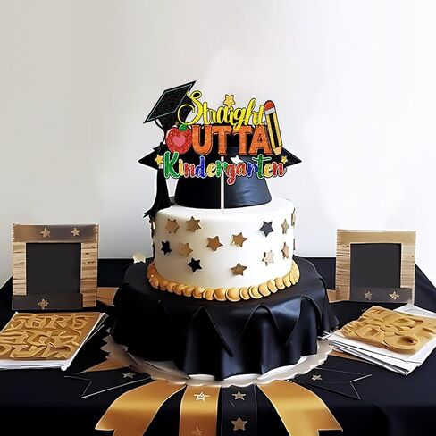 Straight Outta Kindergarten Cake Topper Boys or Girls Pre-K Graduation Party Cake Decor Class Of 2026 Kindergarten Graduation Congrats Preschool PreK School 2026 Grad Party Decorations in Saudi Arabia
