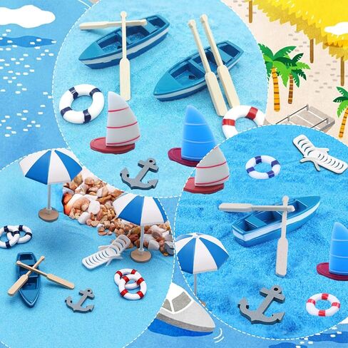 Beach Cake Topper 13Pcs Hawaiian Cake Toppers Decoration Summer Ocean Cake Topper Beach Chair Umbrella Boat Palm Tree Cakes Topper for Tropical Aloha Pool Birthday Wedding Baby Shower Party in Saudi Arabia