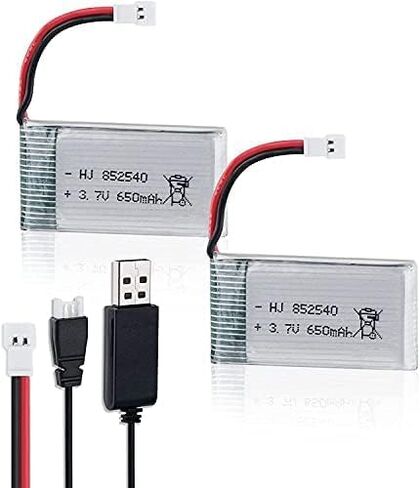2 قطعة 3.7 فولت 650 مللي أمبير بطارية ليبو ل Syma X5C X5 أجهزة الاستقبال عن بعد بدون طيار مع XH2.54/موليكس التوصيل مع شاحن USB بطاريات الطائرة بدون طيار in Kuwait
