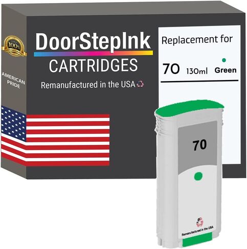 DoorStepInk 70 Green Remanufactured Ink Cartridge Replacement for HP 70 (C9457A) - Compatible with DesignJet Z3100/Z3100ps/Z3200/Z3200ps — Standard Yield 1-Pack in Kuwait