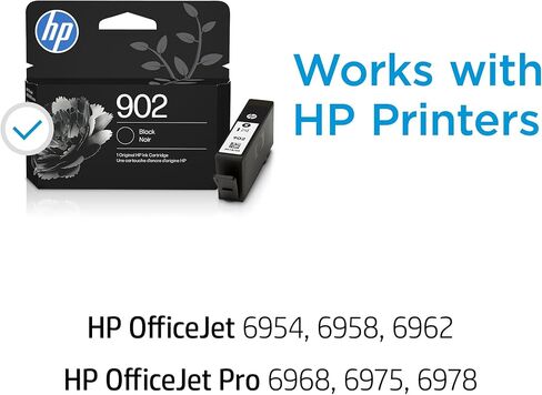 خرطوشة حبر HP 902 أسود و902 سماوي و902 أصفر و902 أرجواني مكونة من 4 عبوات | يعمل مع OfficeJet 6950، 6960 Series، OfficeJet Pro 6960، 6970 Series. قد تختلف التعبئة والتغليف. in Kuwait