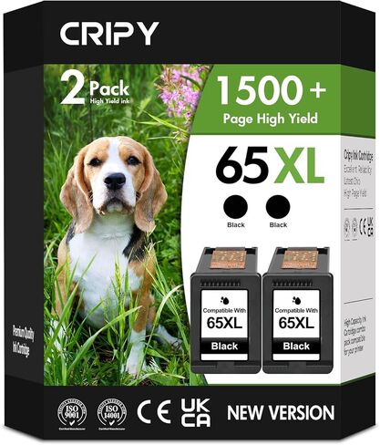 CRIPY 65XL 65 Black Ink Cartridges Combo Pack Replacement for HP 65 65XL Ink Cartridges for DeskJet 3755 3772 3700 2600 Envy 5055 5000 5052 5058 5070 Printers (2 Pack, Black) in Saudi Arabia