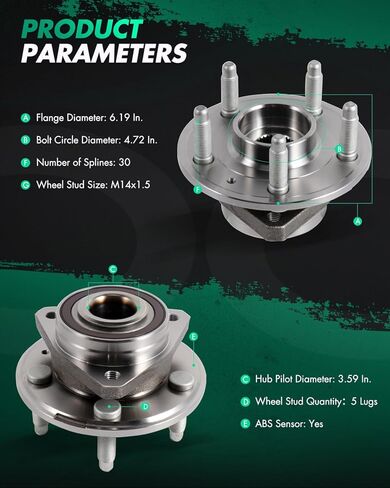 SCITOO Compatible with Both(2) 513282 New Front Wheel Hub Bearing Assembly 2010-2015 for Chevrolet Camaro, Impala 2018-2019, 2008-2014 2018-2019 for Cadillac Cts, 5 Lugs w/ABS in Kuwait