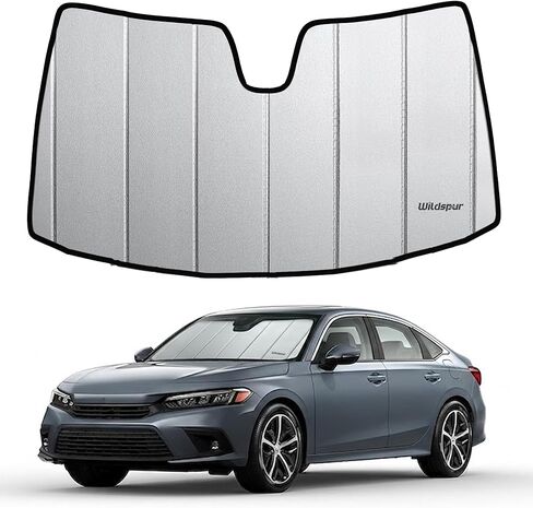 Custom Fit 2022-2026 Civic Windshield Sun Shade for Honda Civic 2022 2023 2024 2025 2026 - Upgraded 6-Layer Triple Laminate Core Front Window Shade - Accordion Folding Design with Storage Bag in Saudi Arabia