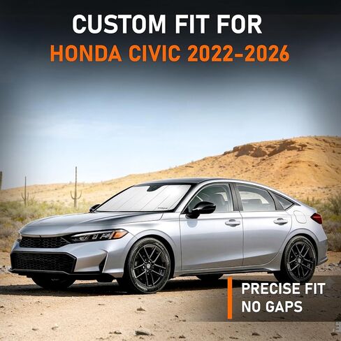 Custom Fit 2022-2026 Civic Windshield Sun Shade for Honda Civic 2022 2023 2024 2025 2026 - Upgraded 6-Layer Triple Laminate Core Front Window Shade - Accordion Folding Design with Storage Bag in Saudi Arabia