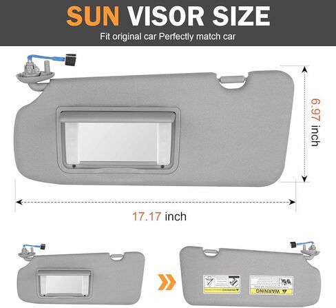 Left Driver Side Sun Visor Compatible with Honda CRV 2017-2022 Gray Sunvisor with Light Replaces# 83280-TLA-A62 83280-TLY-H11ZB in Kuwait