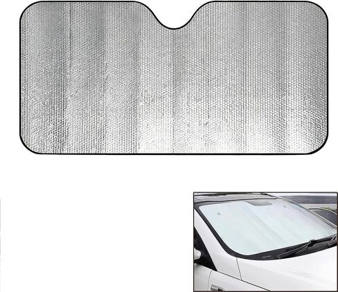 1 PC Foldable Windshield Sun Shade, Reflective Sun Protector for Front Window, Heat Blocking Car Sunshade, Universal for Most Cars, Trucks, SUVs (Silver) in Saudi Arabia