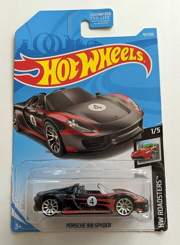 Hot Wheels 2019 Mainline Hw Roadsters: Porsche 918 Spyder (أسود) - Int. بطاقة in Kuwait