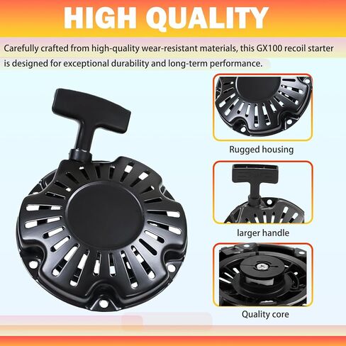 (Black New Recoil Starter Assembly Replacement for Honda GX100 Engines 28400-Z0D-V02ZA, 28400-Z0D-V03ZA, 28400-Z0D-V04ZA Parts in Saudi Arabia
