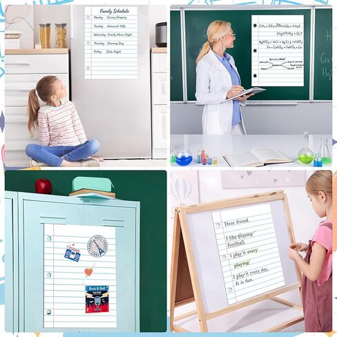 Giant Magnetic Notebook Paper 17.3" x 23.6" Dry Erase Magnetic Lined Paper for Classroom Whiteboard Reusable Handwriting Notebook Poster for School Office Teachers Teaching Supplies in Kuwait
