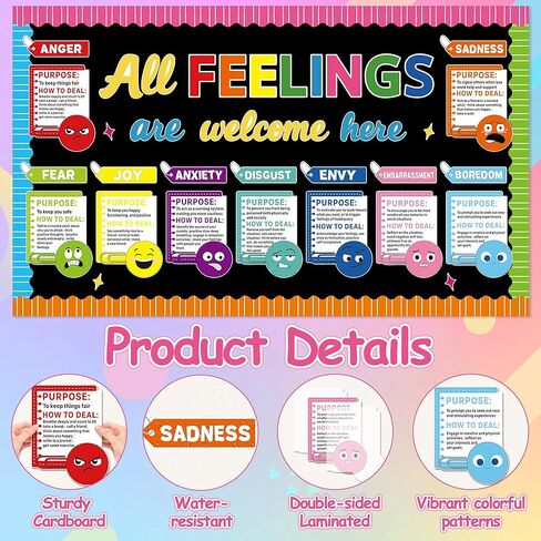Colorful Feeling Emotion Board Set Mental Health Bulletin Board All Fellings are Welcome Classroom Decor Back to School Emotion Cutouts Feeling Chart for School Counselor Therapy Calm Corner Supplies in Saudi Arabia