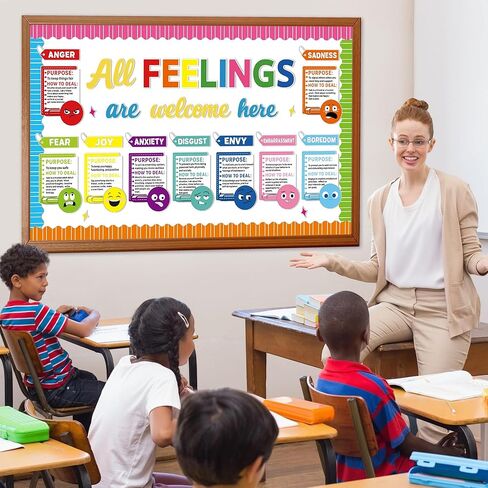 Colorful Feeling Emotion Board Set Mental Health Bulletin Board All Fellings are Welcome Classroom Decor Back to School Emotion Cutouts Feeling Chart for School Counselor Therapy Calm Corner Supplies in Saudi Arabia