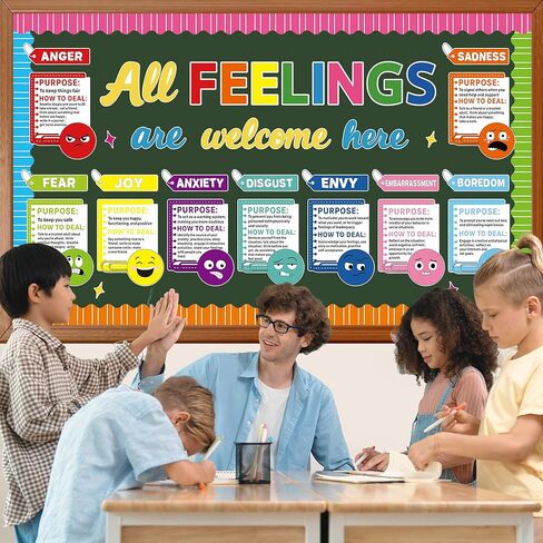 Colorful Feeling Emotion Board Set Mental Health Bulletin Board All Fellings are Welcome Classroom Decor Back to School Emotion Cutouts Feeling Chart for School Counselor Therapy Calm Corner Supplies in Saudi Arabia