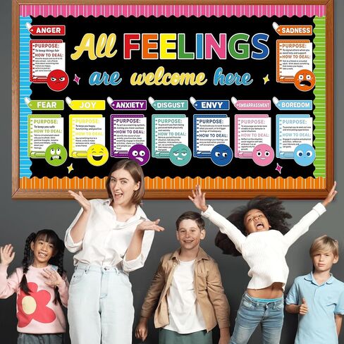 Colorful Feeling Emotion Board Set Mental Health Bulletin Board All Fellings are Welcome Classroom Decor Back to School Emotion Cutouts Feeling Chart for School Counselor Therapy Calm Corner Supplies in Saudi Arabia