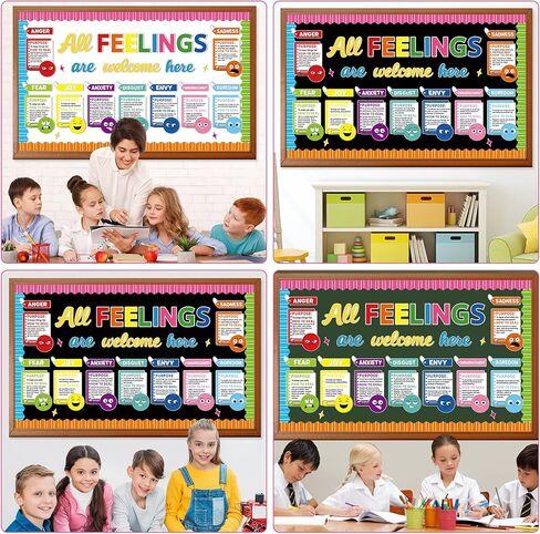 Colorful Feeling Emotion Board Set Mental Health Bulletin Board All Fellings are Welcome Classroom Decor Back to School Emotion Cutouts Feeling Chart for School Counselor Therapy Calm Corner Supplies in Saudi Arabia