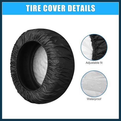 Universal 190T Polyester Spare Tire Cover for Jeep Trailer RV SUV Truck Wheel Fit Overall Wheel Diameter 16 Inch Black Automotive Parts in Kuwait