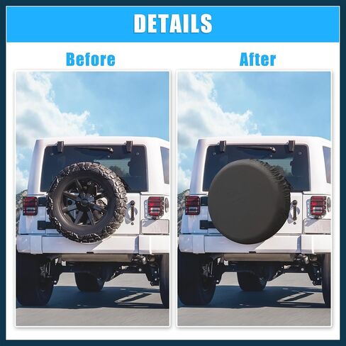 Universal 190T Polyester Spare Tire Cover for Jeep Trailer RV SUV Truck Wheel Fit Overall Wheel Diameter 16 Inch Black Automotive Parts in Kuwait