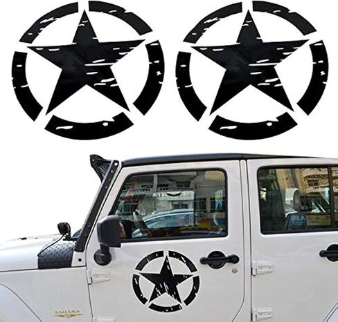 u-Box Car Body Sticker Army Style Black Star Logo Doors Bumper Decal Sticker Kit for All Vehicles Jeep Wrangler Ford Toyota Ram Pickup Trucks in Kuwait