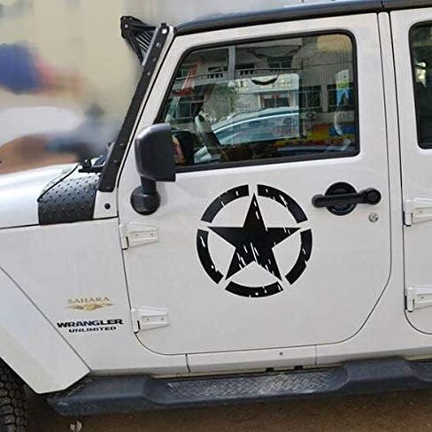 u-Box Car Body Sticker Army Style Black Star Logo Doors Bumper Decal Sticker Kit for All Vehicles Jeep Wrangler Ford Toyota Ram Pickup Trucks in Kuwait