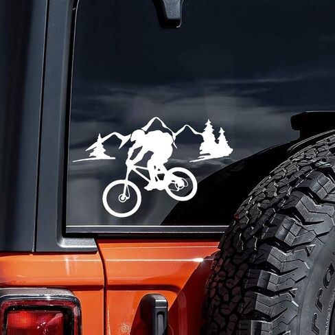 2PCS Cozy Riding On A Mountain Path - Wild Biking Decal 7.09"x4.33" Vinyl Sticker for Car, SUV - Offroad Cycling Design, Waterproof & Durable Car Decal Sticker | #AZ55 (White) in Saudi Arabia
