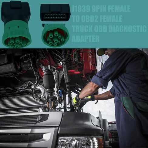 J1939 9Pin Female to J1962 OBD2 16Pin Female OBD Truck Diagnostic Adapter,Type2 Diesel Heavy Duty Truck GPS Green Connector(J1939 Adapter) in Saudi Arabia