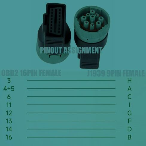 J1939 9Pin Female to J1962 OBD2 16Pin Female OBD Truck Diagnostic Adapter,Type2 Diesel Heavy Duty Truck GPS Green Connector(J1939 Adapter) in Saudi Arabia