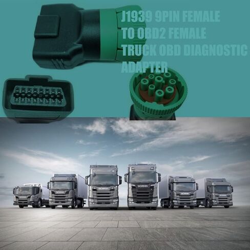 J1939 9Pin Female to J1962 OBD2 16Pin Female OBD Truck Diagnostic Adapter,Type2 Diesel Heavy Duty Truck GPS Green Connector(J1939 Adapter) in Saudi Arabia
