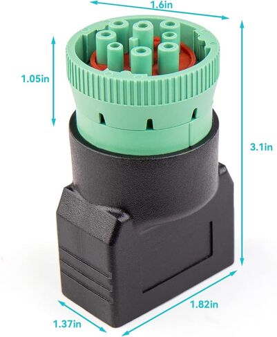 J1939 9Pin Female to J1962 OBD2 16Pin Female OBD Truck Diagnostic Adapter,Type2 Diesel Heavy Duty Truck GPS Green Connector(J1939 Adapter) in Saudi Arabia
