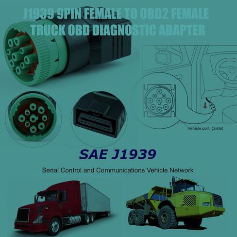 J1939 9Pin Female to J1962 OBD2 16Pin Female OBD Truck Diagnostic Adapter,Type2 Diesel Heavy Duty Truck GPS Green Connector(J1939 Adapter) in Saudi Arabia