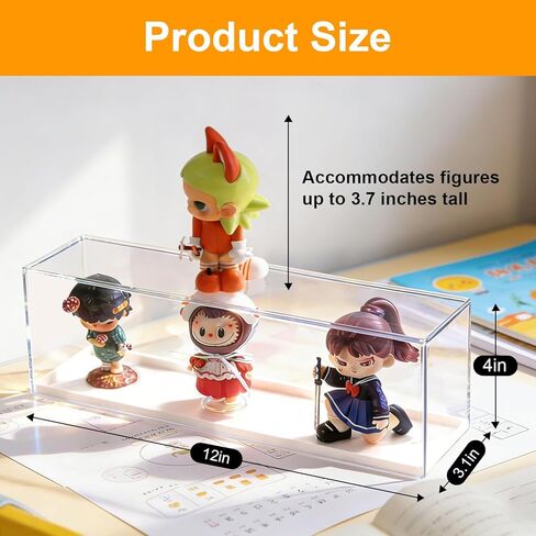 2 Pack Clear Acrylic Figures Display Case Stackable Box with Base, Dustproof Protector for Anime Figurine, Collectibles, Funko Pop, Model Cars - Home Office Display Showcase in Saudi Arabia
