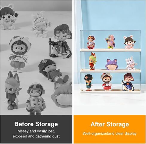 2 Pack Clear Acrylic Figures Display Case Stackable Box with Base, Dustproof Protector for Anime Figurine, Collectibles, Funko Pop, Model Cars - Home Office Display Showcase in Saudi Arabia