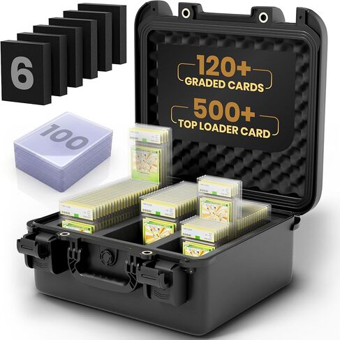 صندوق تخزين بطاقات التداول - حافظة بطاقات متدرجة لألواح PSA وBGS وCGC - تتضمن 100 وحدة تحميل علوية و100 حافظة بطاقات صغيرة - وحدة تخزين لهواة جمع البطاقات الرياضية والبطاقات التجارية in Kuwait