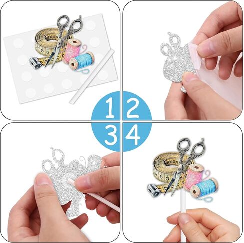 18pcs Colorful Glitter Sewing Machine Tools Cupcake Topper Cheer to Tailor Seamstress Theme Anniversary Party Decoration Picks for Men Women Happy Birthday Favour Decor Supplies Set in Kuwait