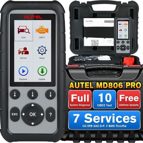 الماسح الضوئي Autel MaxiDiag MD806 PRO obd2: أداة مسح تشخيصية كاملة للأنظمة مع إعادة ضبط زيت البيانات المباشرة BMS SAS Throttle A/F EPB D-P.F، المسح التلقائي، حتى MD808 MD806 MD805 MD802، تحديث مجاني، طباعة البيانات in Kuwait