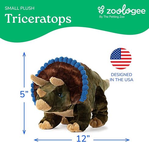 The Petting Zoo Triceratops Stuffed Animal Plushie, Gift for Kids, Dinosaur Animals, Triceratops Dinosaur Plush Toy, 12 in in Kuwait