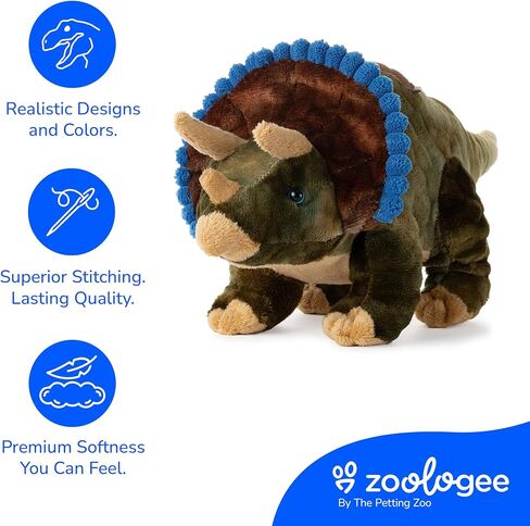 The Petting Zoo Triceratops Stuffed Animal Plushie, Gift for Kids, Dinosaur Animals, Triceratops Dinosaur Plush Toy, 12 in in Kuwait