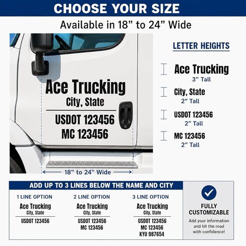 Custom USDOT Truck Decal | Vinyl Sticker for Trucking Numbers, MC, Company Name & Registration Stickers | Outdoor (2" Inch) - Transportation Stickers, Adhesive Numbers in Saudi Arabia