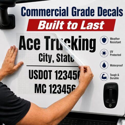 Custom USDOT Truck Decal | Vinyl Sticker for Trucking Numbers, MC, Company Name & Registration Stickers | Outdoor (2" Inch) - Transportation Stickers, Adhesive Numbers in Saudi Arabia