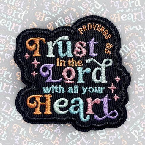 Trust in The Lord with All Your Heart Patch 3 Inches Cross Christian, Jesus, Bible Verse, Iron On/Sew On Embroidery Fabric Applique Patches for Trucker Hats Clothes Backpack DIY Accessories Mom Gifts in Saudi Arabia