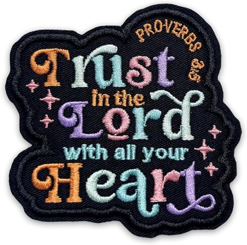 Trust in The Lord with All Your Heart Patch 3 Inches Cross Christian, Jesus, Bible Verse, Iron On/Sew On Embroidery Fabric Applique Patches for Trucker Hats Clothes Backpack DIY Accessories Mom Gifts in Saudi Arabia