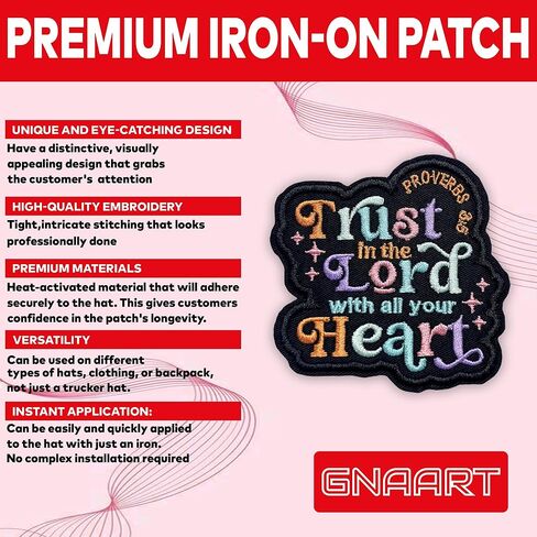 Trust in The Lord with All Your Heart Patch 3 Inches Cross Christian, Jesus, Bible Verse, Iron On/Sew On Embroidery Fabric Applique Patches for Trucker Hats Clothes Backpack DIY Accessories Mom Gifts in Saudi Arabia