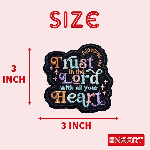 Trust in The Lord with All Your Heart Patch 3 Inches Cross Christian, Jesus, Bible Verse, Iron On/Sew On Embroidery Fabric Applique Patches for Trucker Hats Clothes Backpack DIY Accessories Mom Gifts in Saudi Arabia